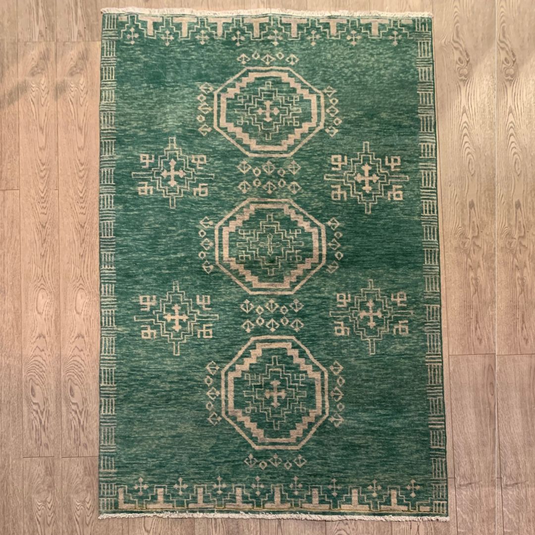 Handwoven Panaa Wool Rug, Made in Afghanistan by Artijaan – detail