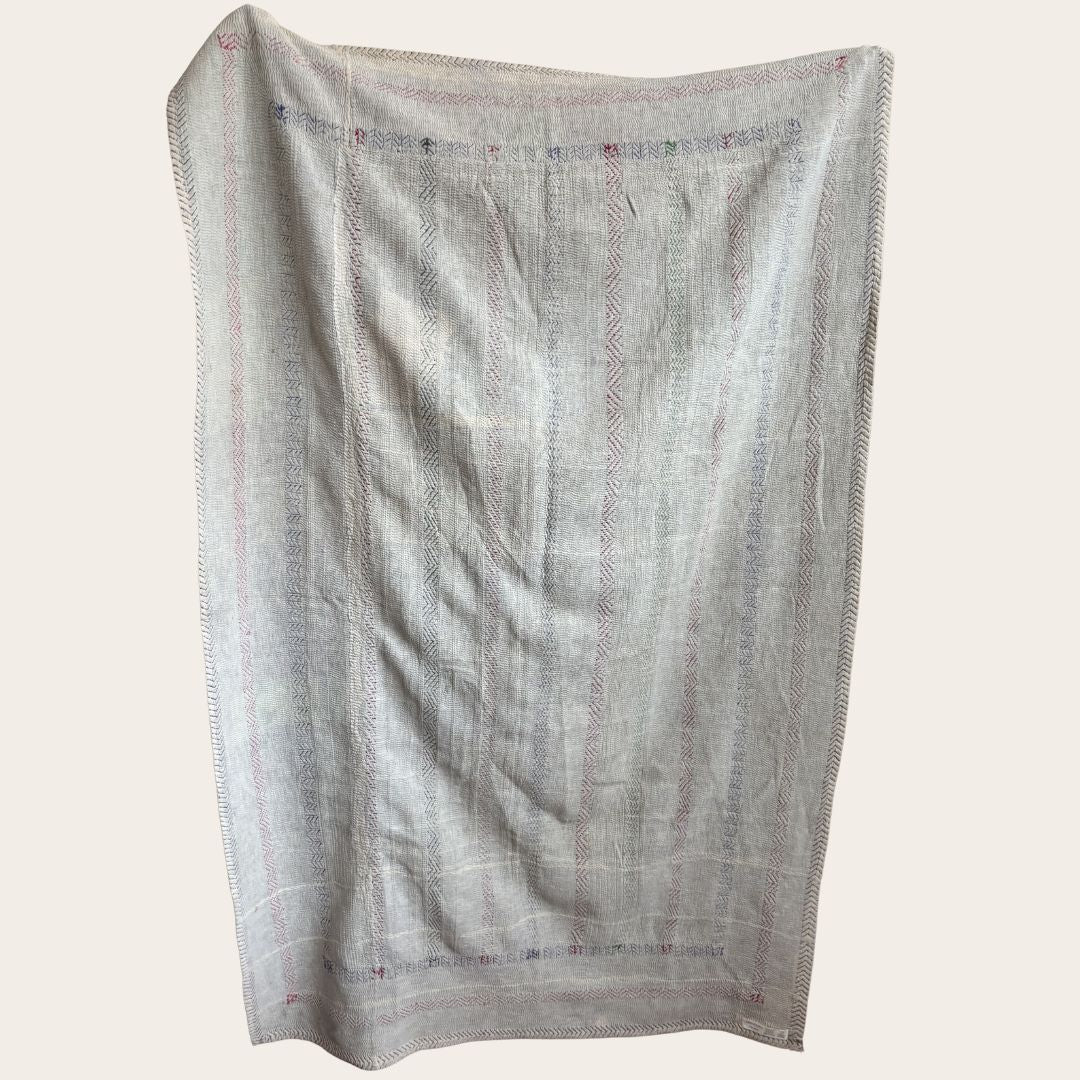 Kantha Quilted Throw - One of a kind - Pink & Grey Vintage