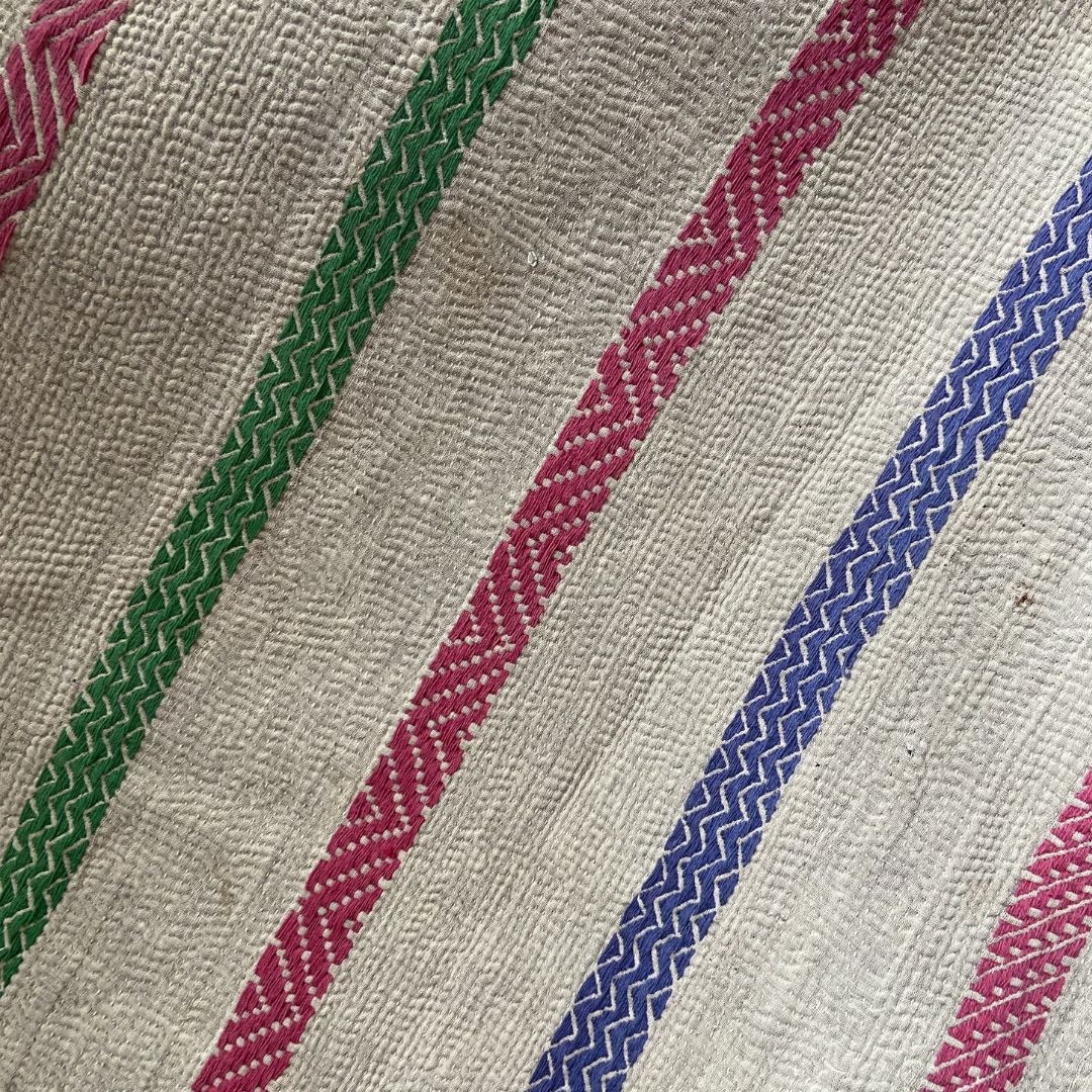 Kantha Quilted Throw - One of a kind - Pink & Grey Vintage
