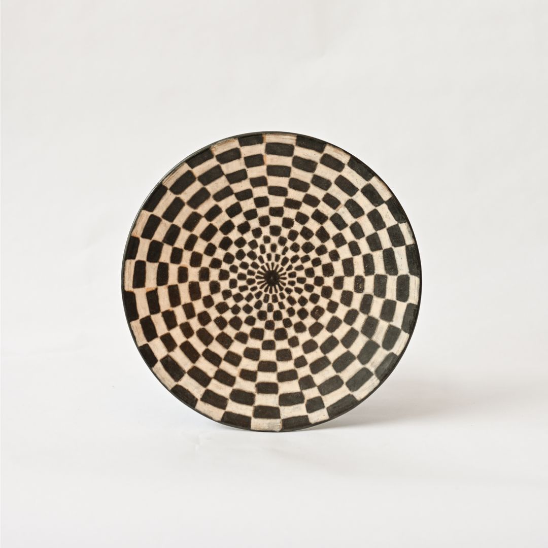 Chequered Swirl Ceramic Platter