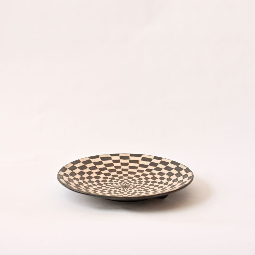 Chequered Swirl Ceramic Platter