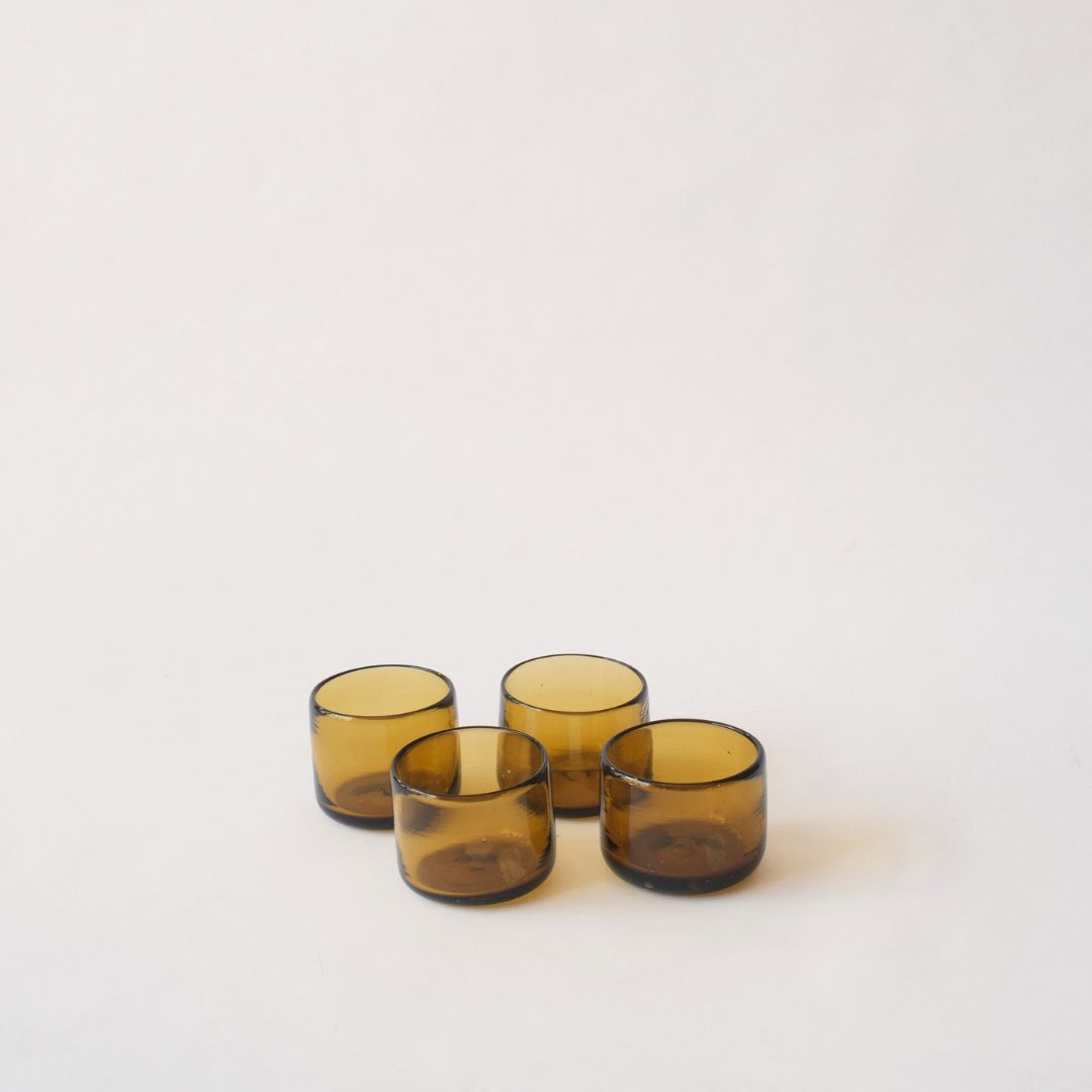 Recycled glass short tumblers - Amber by Kitengela Glassblowers