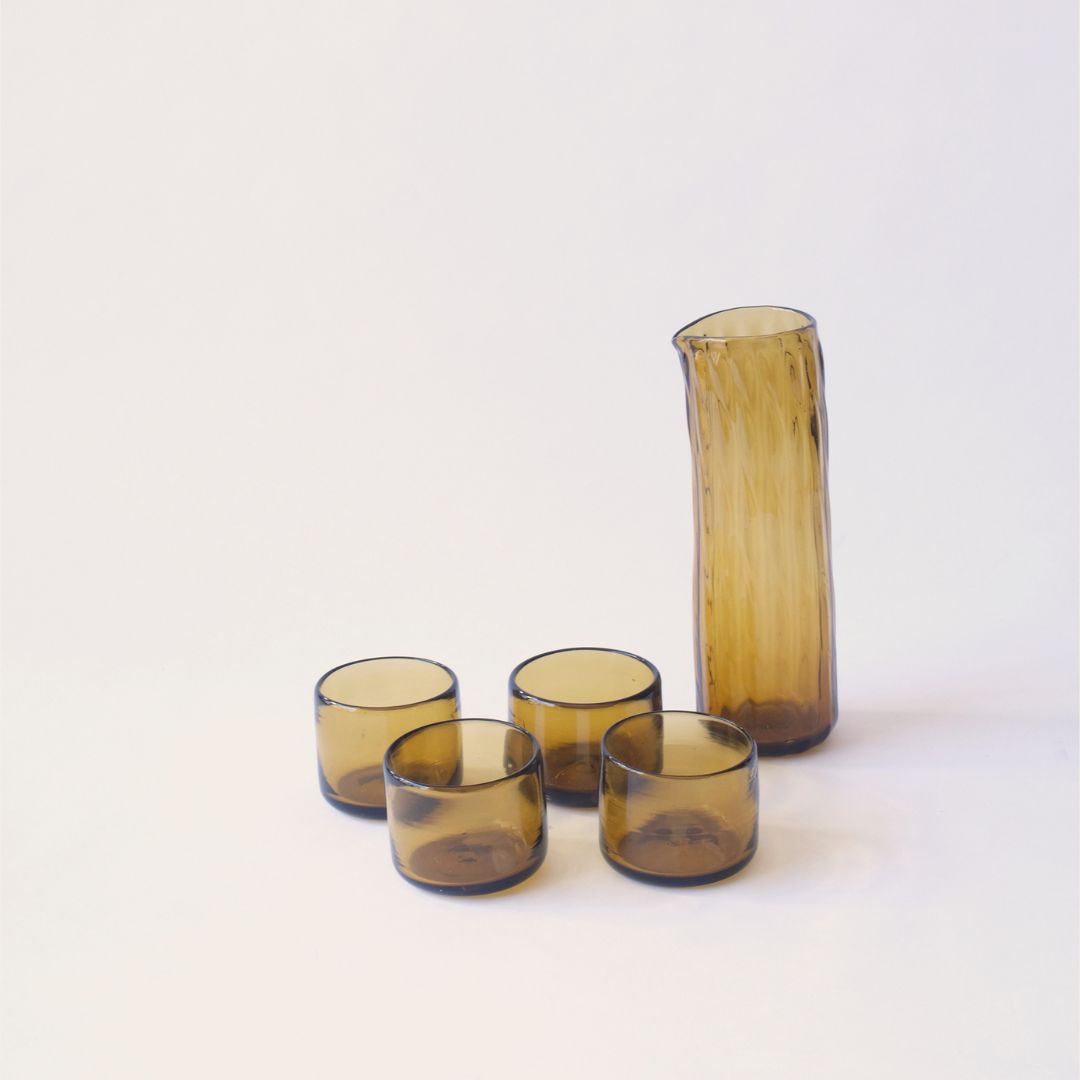 Recycled glass short tumblers - Amber by Kitengela Glassblowers