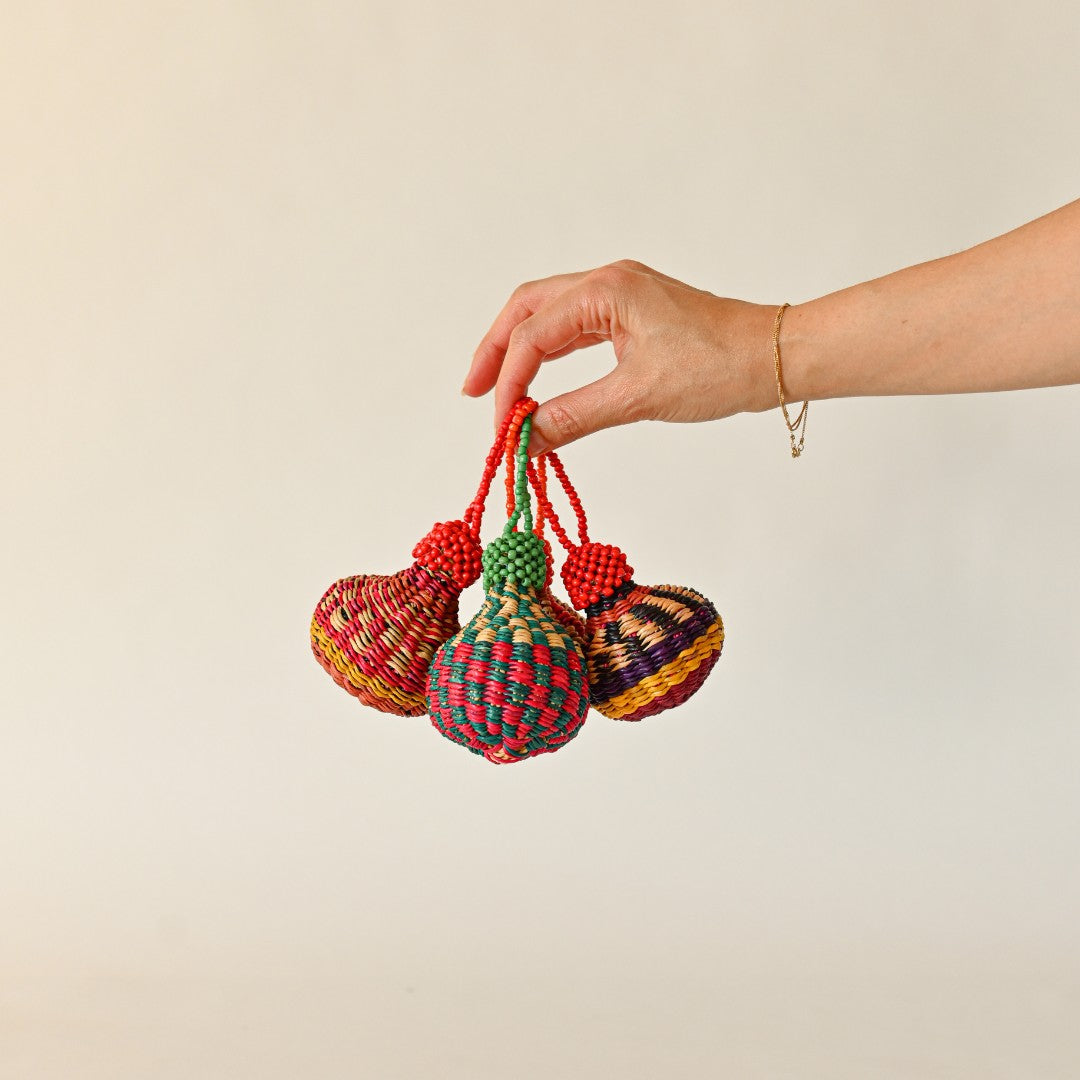 Handwoven Beaded Baubles - Set of 4