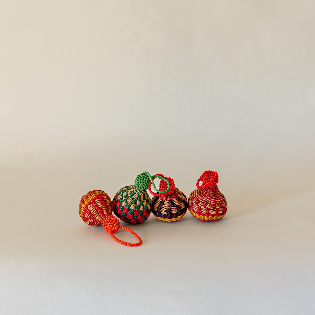 Handwoven Beaded Baubles - Set of 4