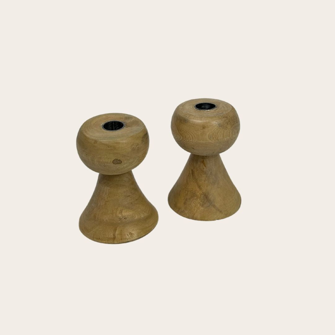 Round Jacaranda Candleholder - Pair