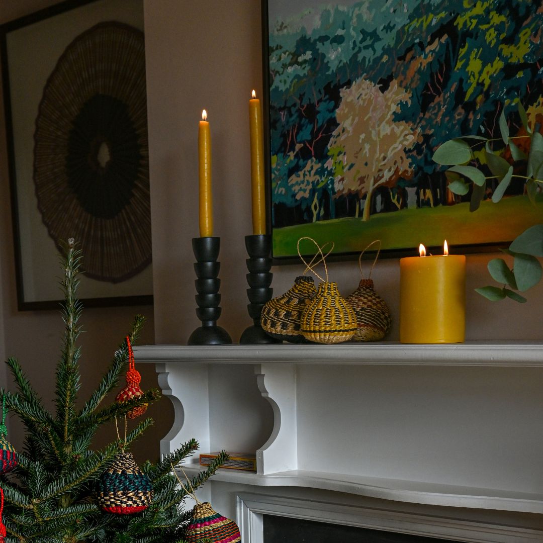 Jacaranda Wood Zig Zag Candleholder - Set of 2