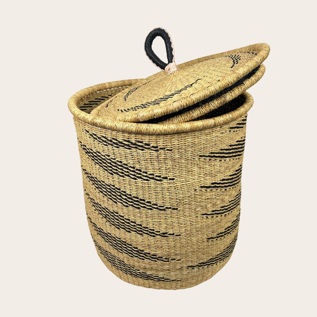 Lidded Handwoven Laundry Basket - Large