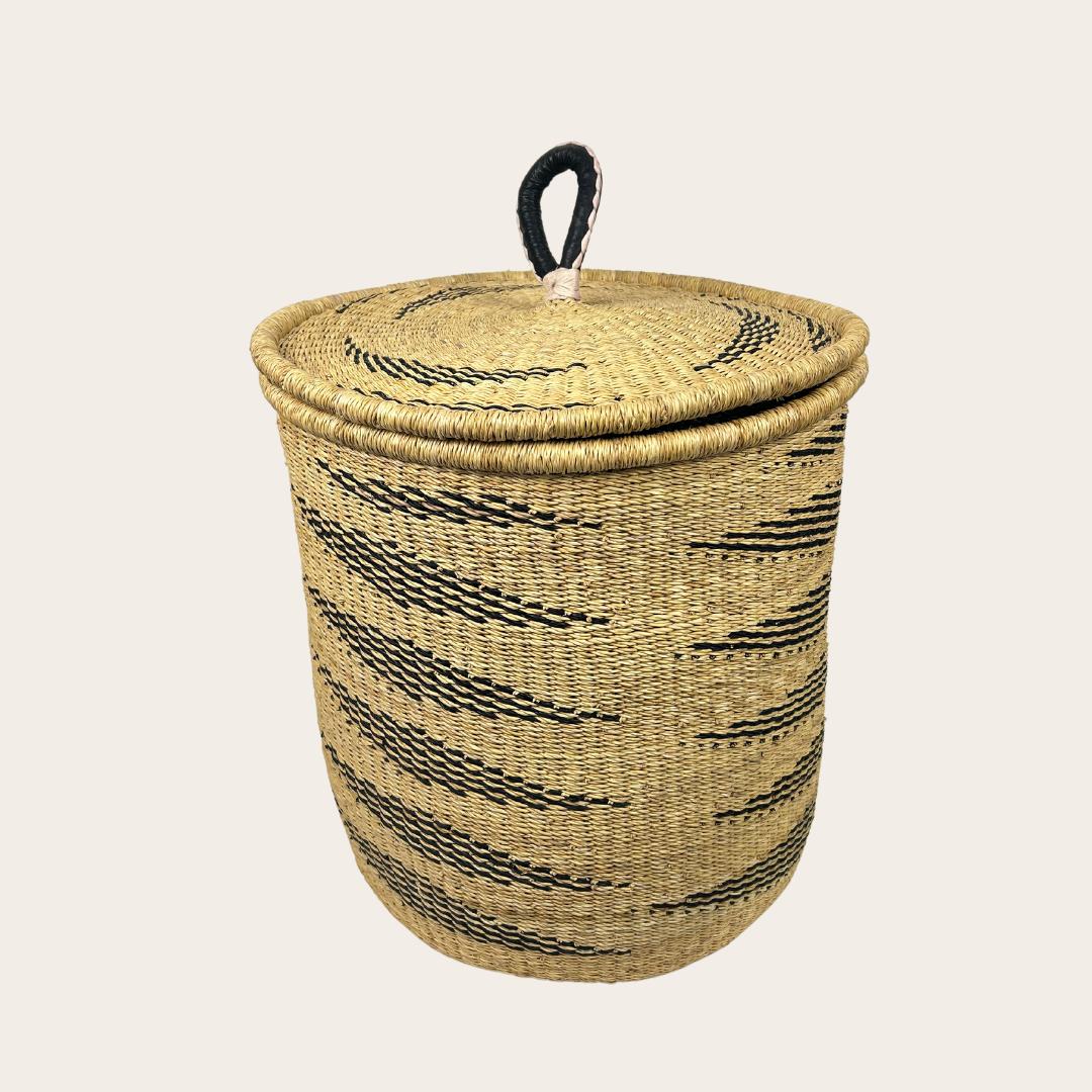 Lidded Handwoven Laundry Basket - Large