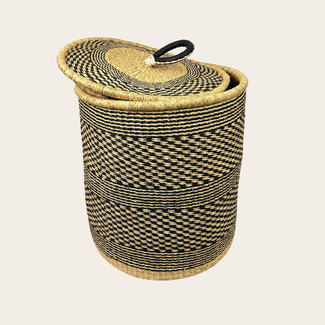 Lidded Handwoven Laundry Basket - Large