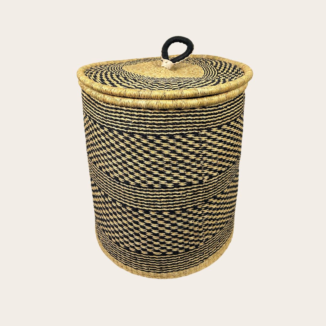 Lidded Handwoven Laundry Basket - Large