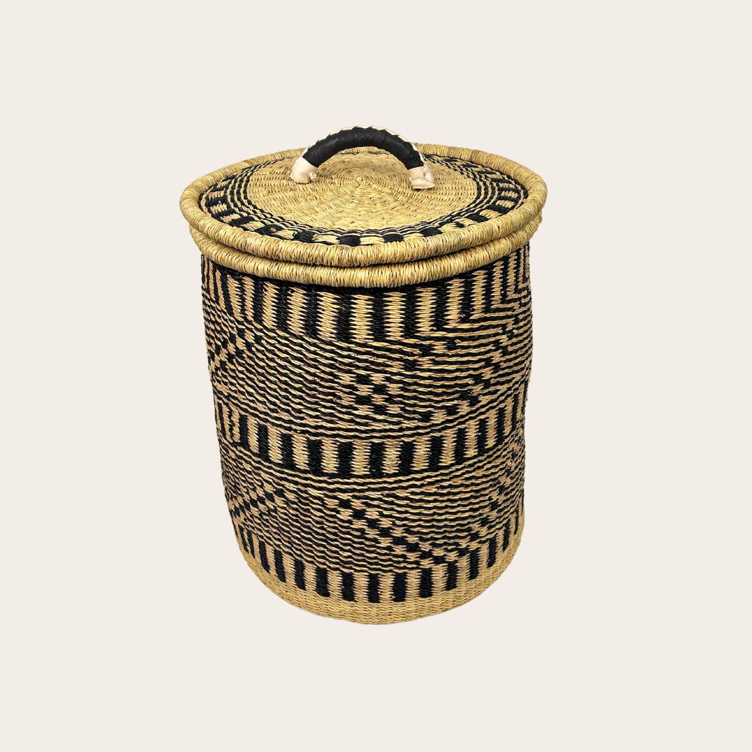 Lidded Handwoven Laundry Basket - Small