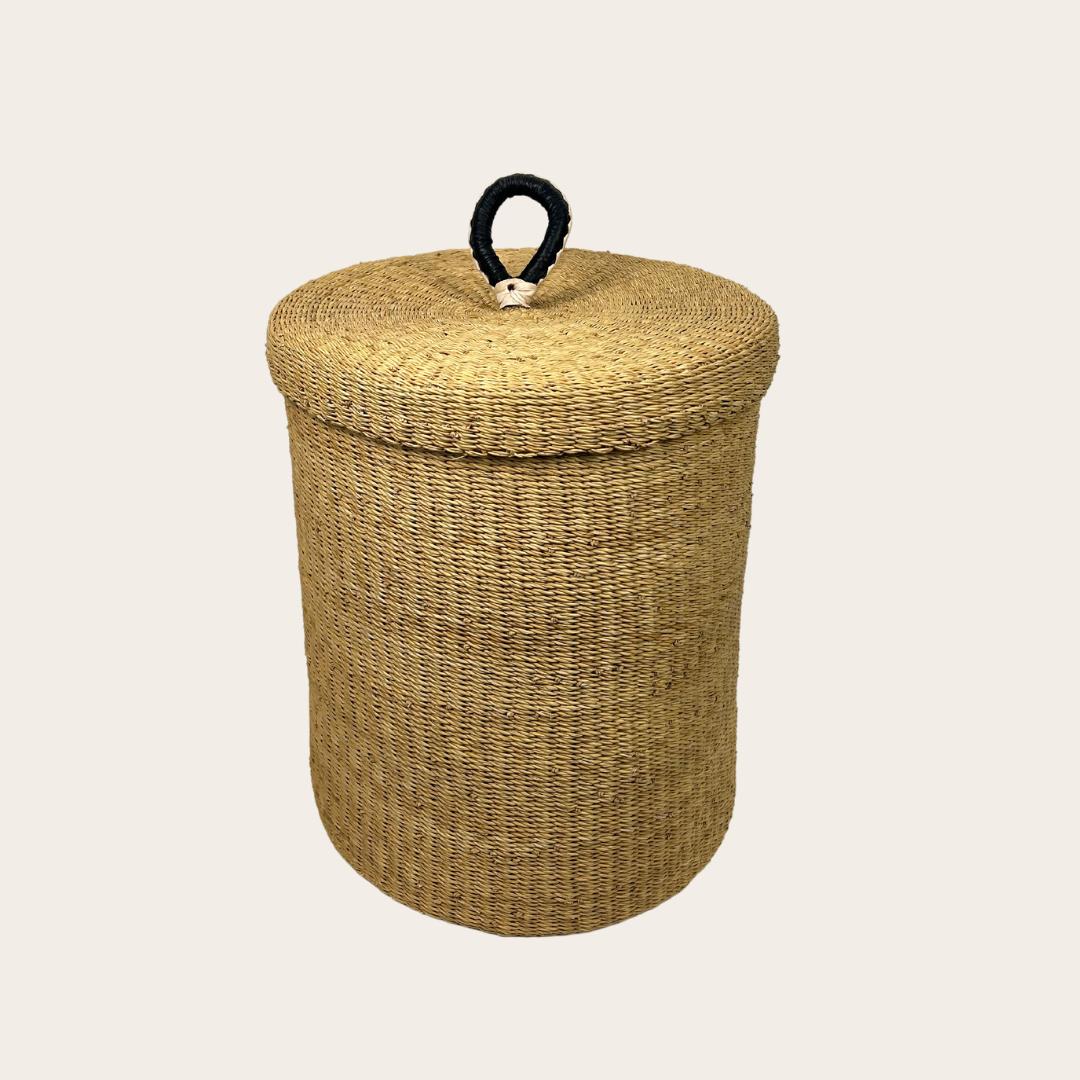 Lidded Handwoven Laundry Basket - Small