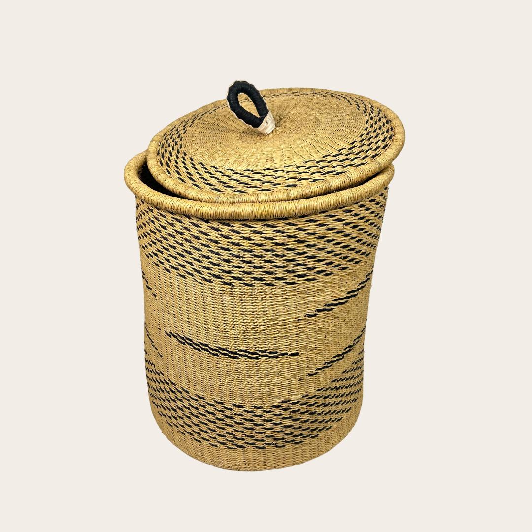 Lidded Handwoven Laundry Basket - Medium