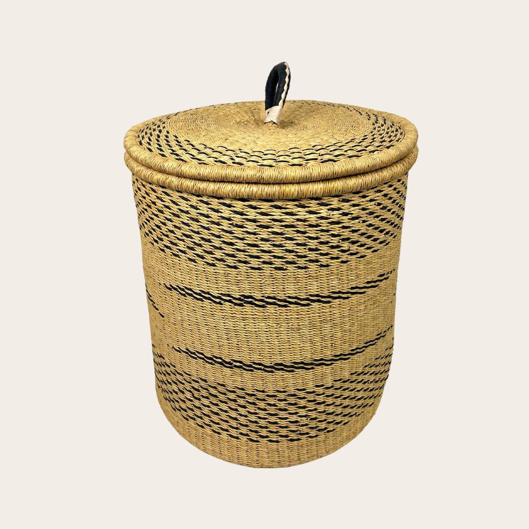 Lidded Handwoven Laundry Basket - Medium