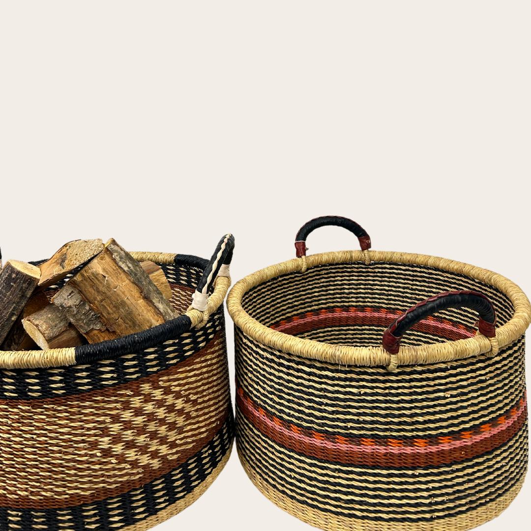 Handwoven Storage Basket with Handles - Medium