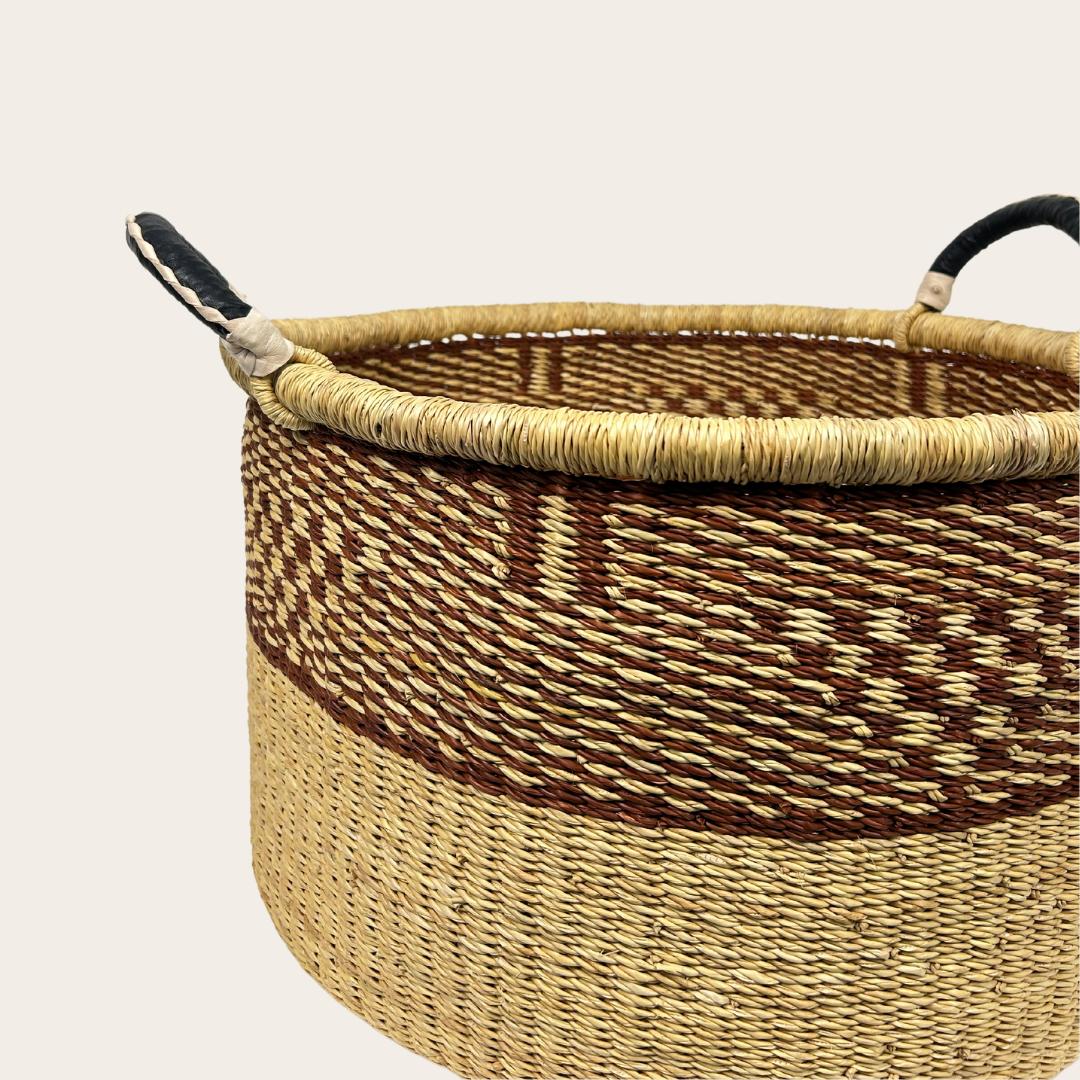 Storage Basket with Handles - Handwoven in Ghana - Medium