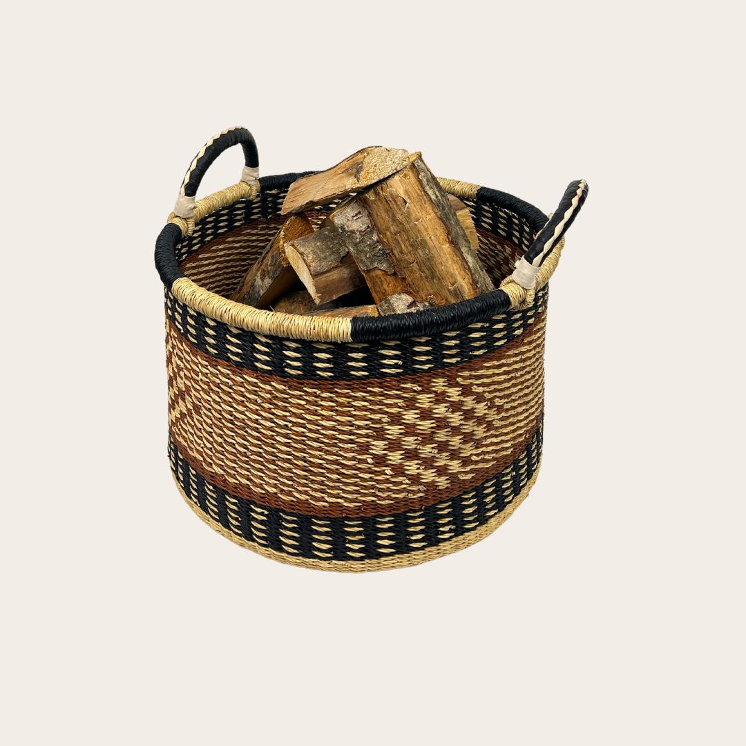 Storage Basket with Handles - Handwoven in Ghana - Small