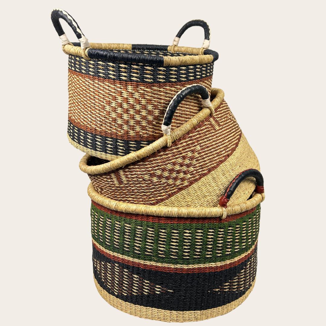 Storage Basket with Handles - Handwoven in Ghana - Medium