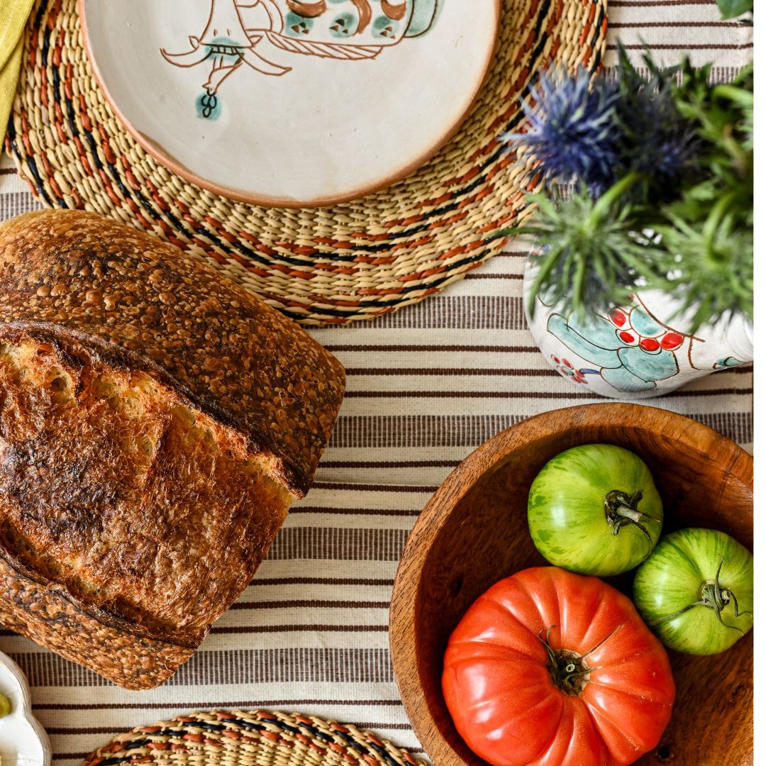 Handwoven Cotton Stripe Tablecloth by Tensira – lifestyle view