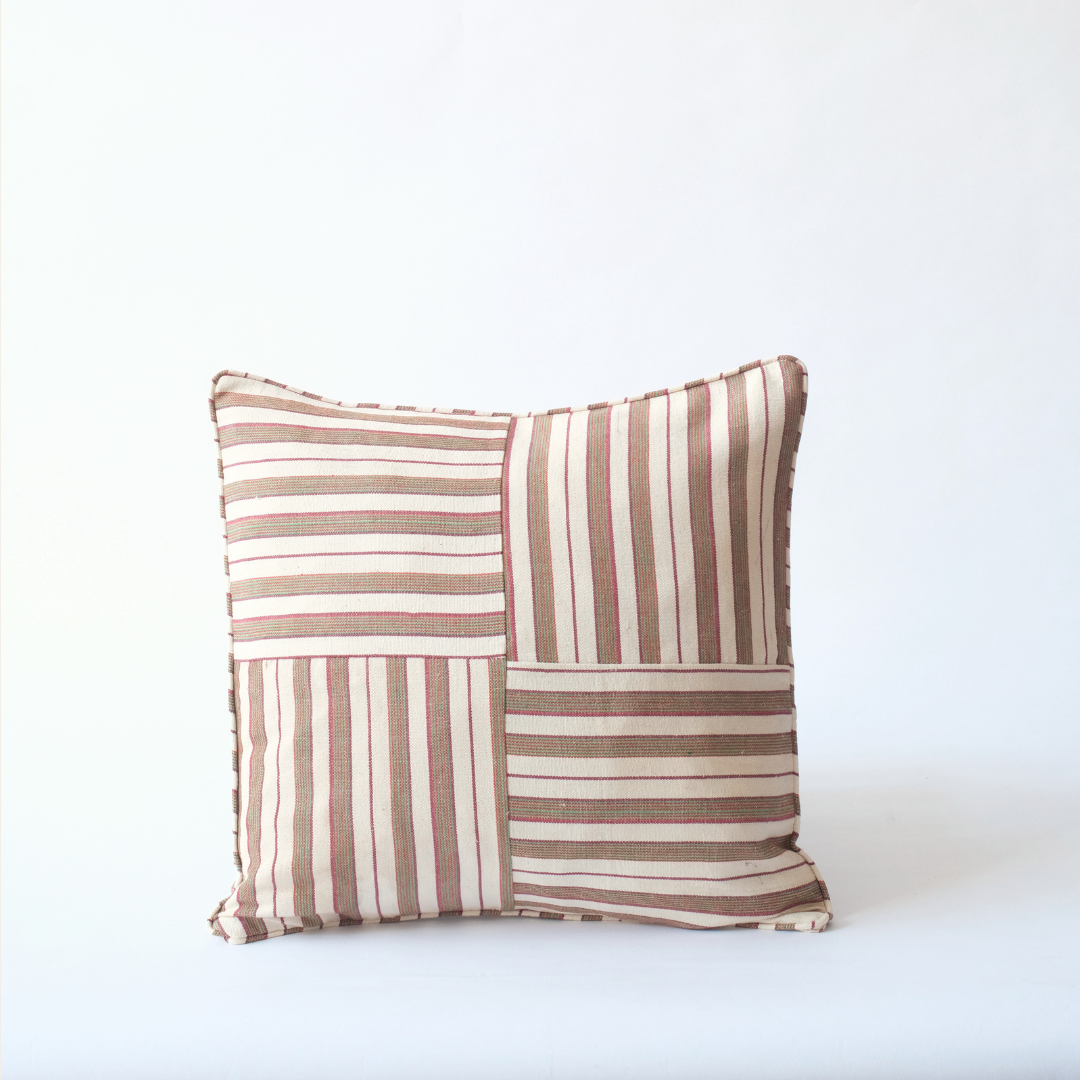 Square Stripe Cushion, Handwoven Organic Cotton