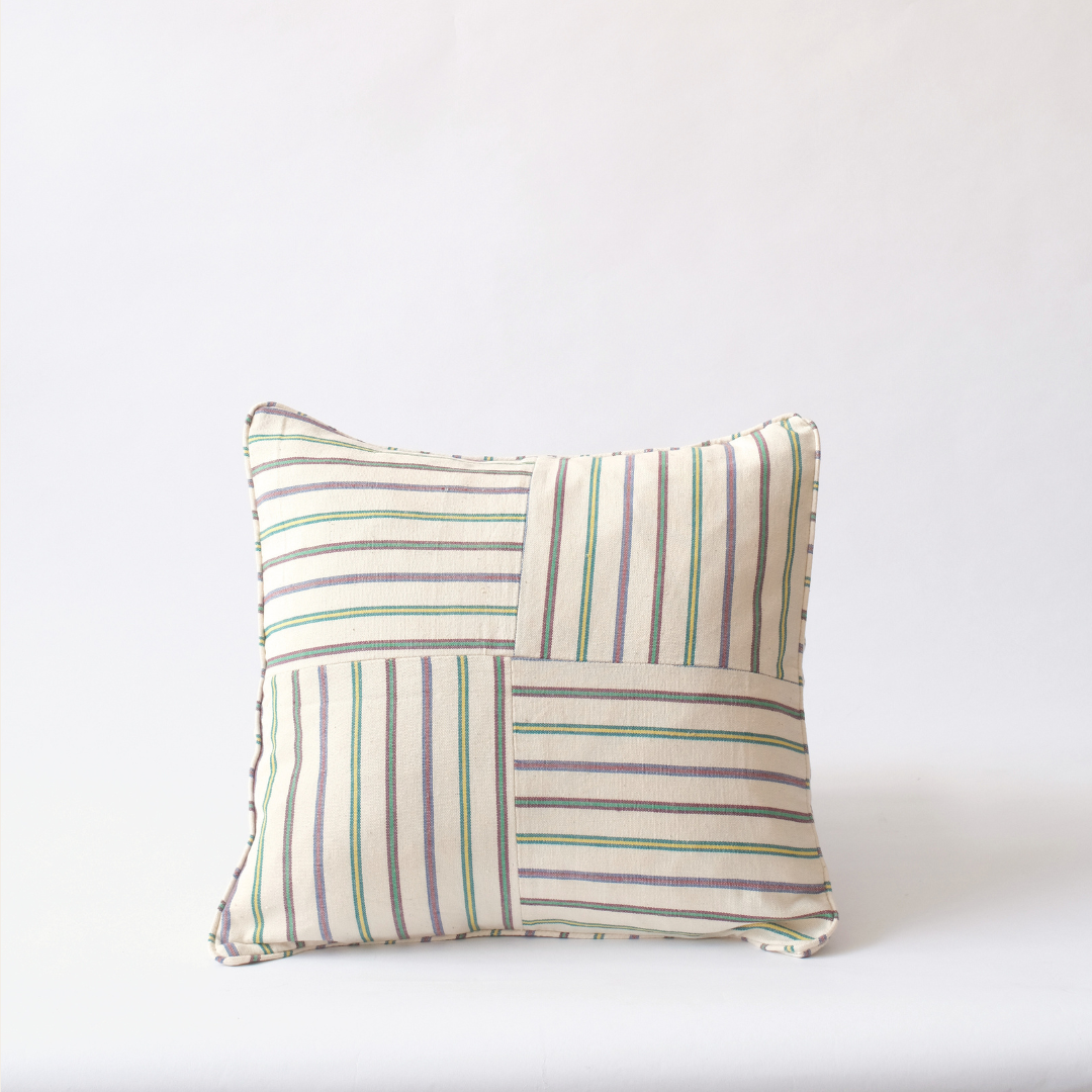 Square Stripe Cushion, Handwoven Organic Cotton