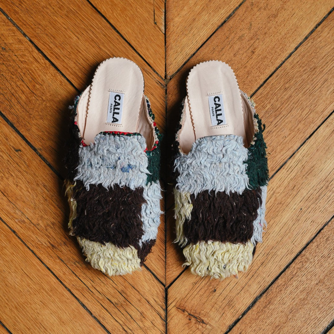 CALLA x Tomorrows Berber Rug Babouches - Brown & Blue