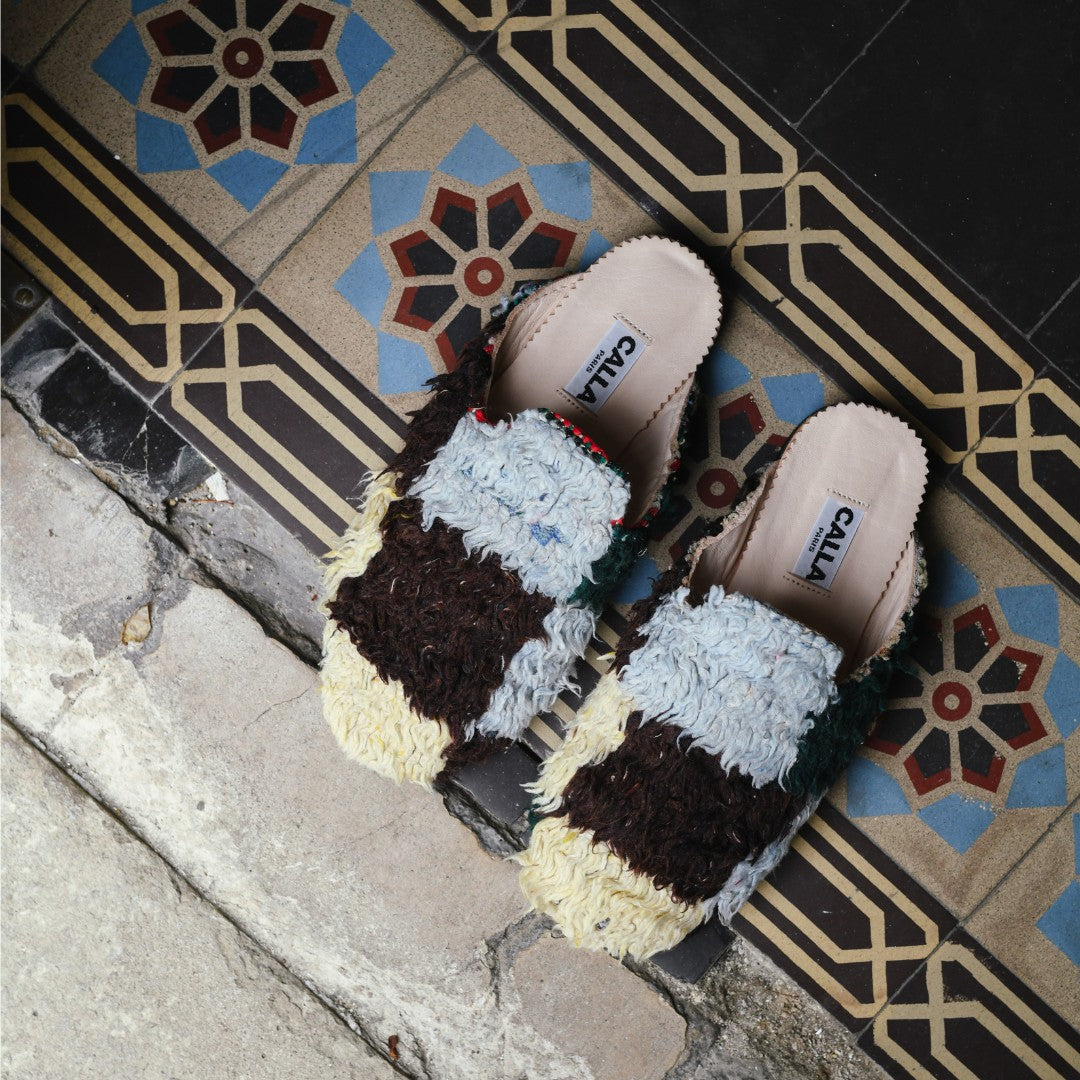 CALLA x Tomorrows Berber Rug Babouches - Brown & Blue