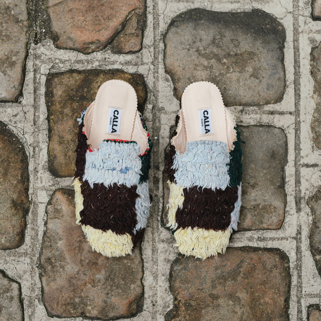 CALLA x Tomorrows Berber Rug Babouches - Brown & Blue