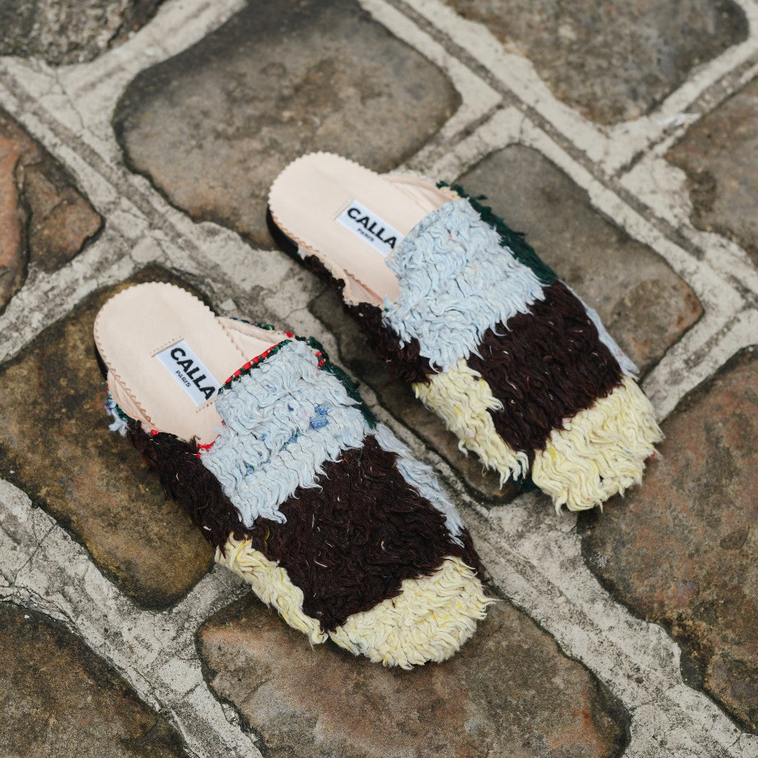CALLA x Tomorrows Berber Rug Babouches - Brown & Blue