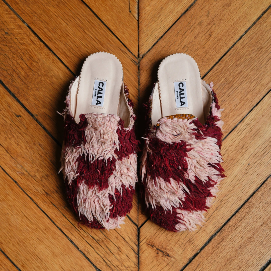 CALLA x Tomorrows Berber Rug Babouches - Pink & Burgundy