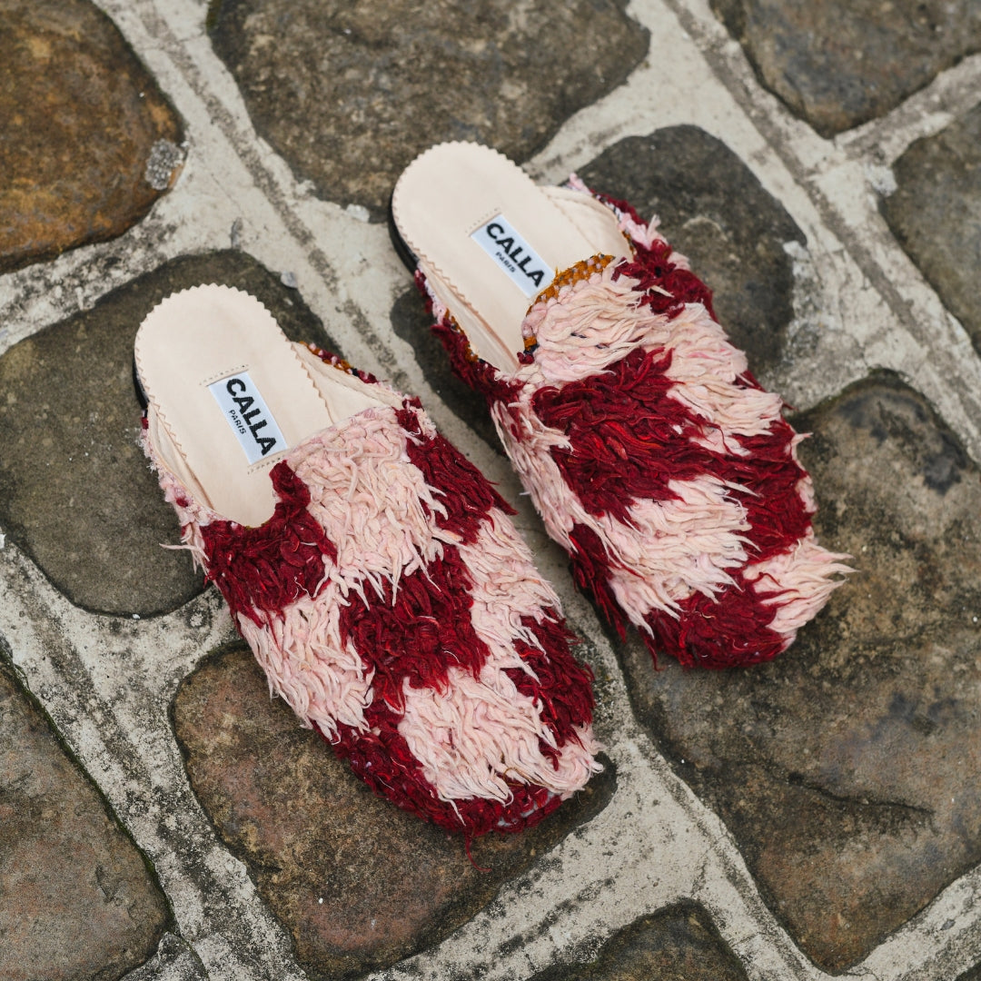 CALLA x Tomorrows Berber Rug Babouches - Pink & Burgundy