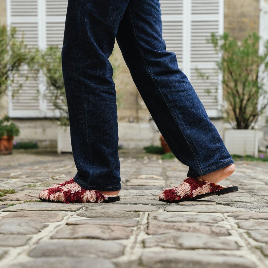 CALLA x Tomorrows Berber Rug Babouches - Pink & Burgundy
