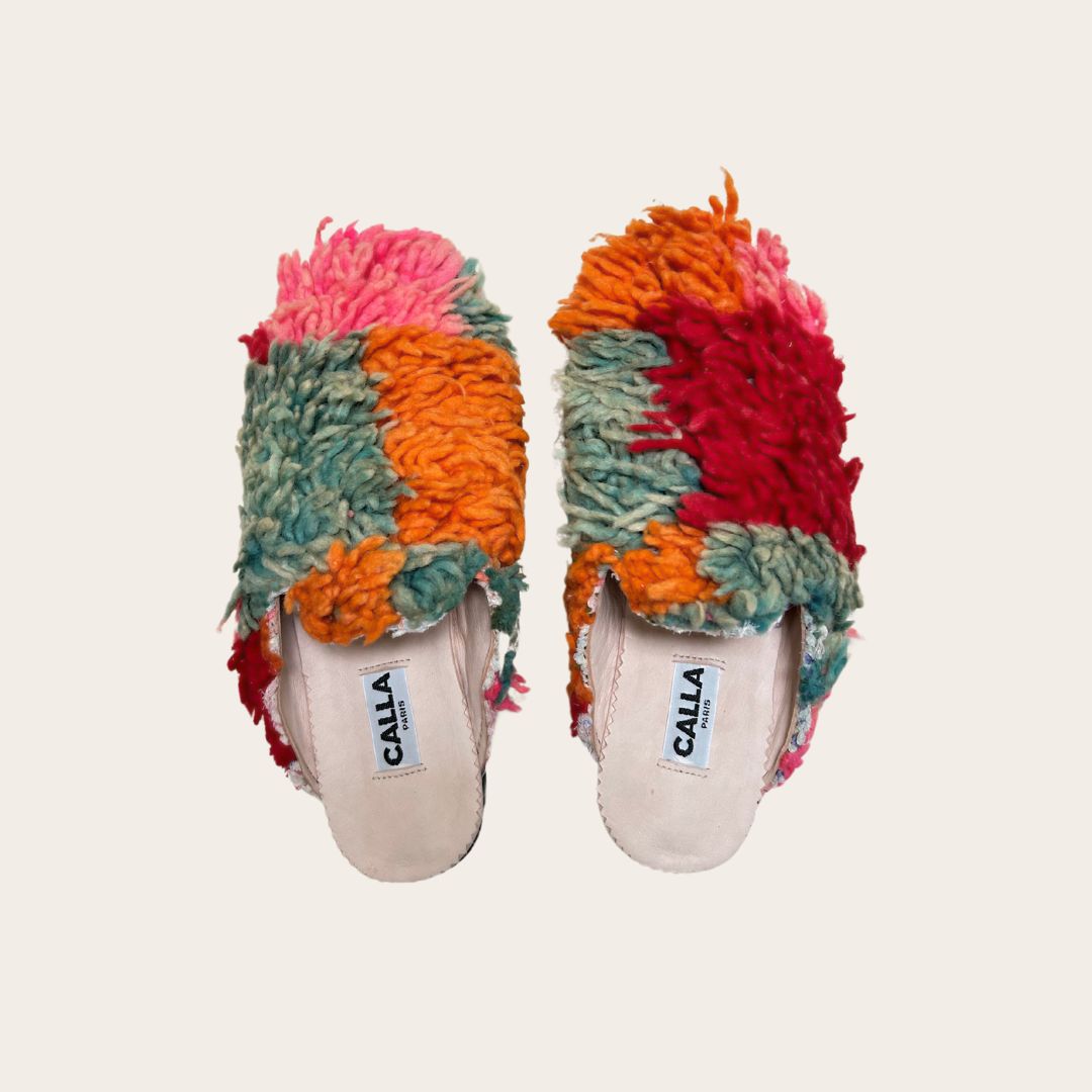 CALLA x Tomorrows Berber Rug Babouches - Pink &amp; Orange Tones