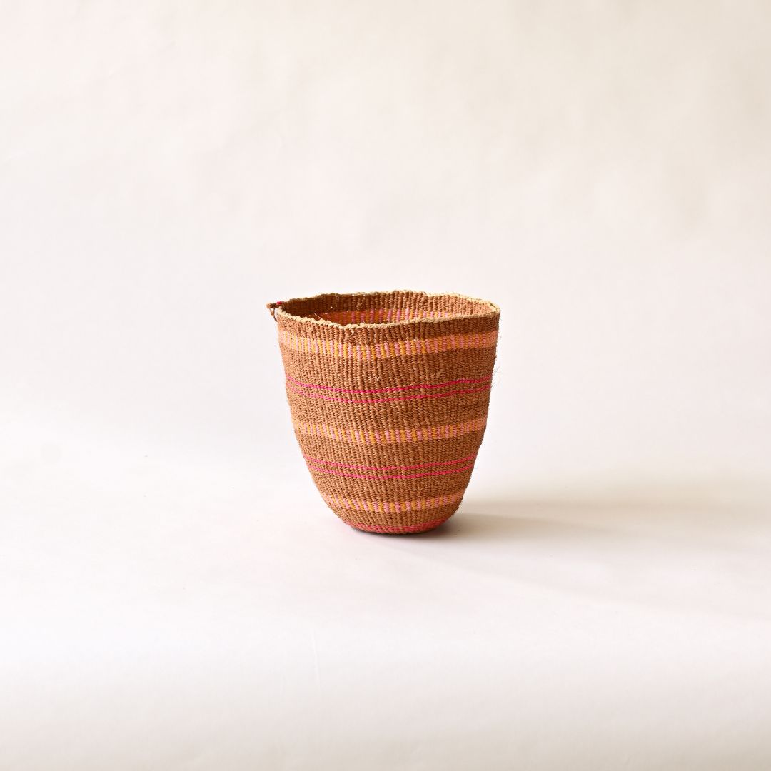Fineweave Handwoven Sisal Plant Pot - Pink Tones