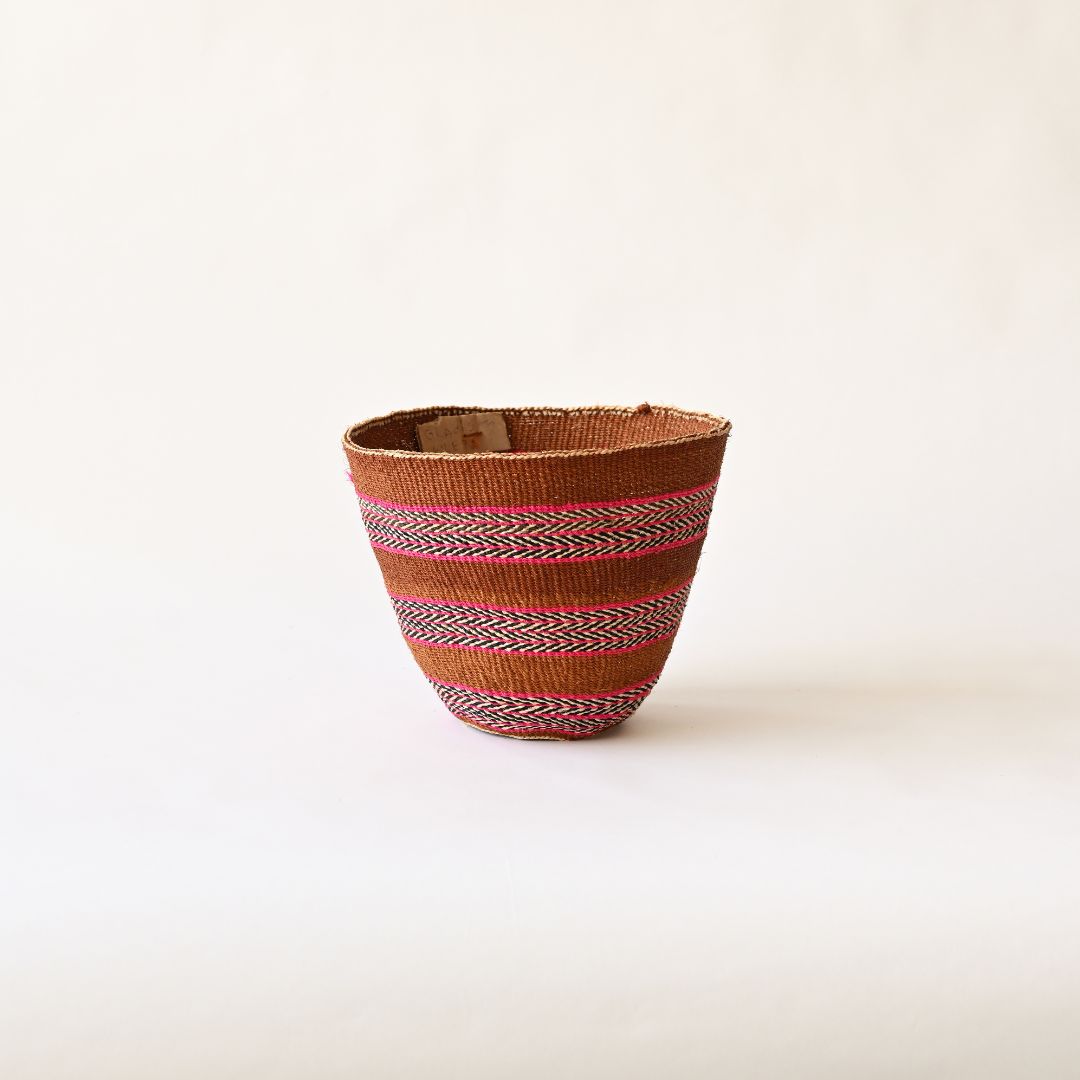 Fineweave Handwoven Sisal Plant Pot - Pink Tones