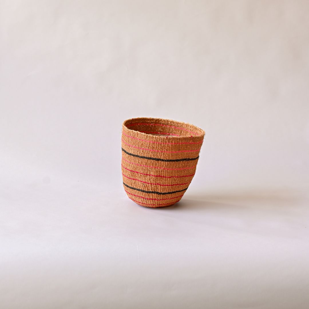 Fineweave Handwoven Sisal Plant Pot - Pink Tones