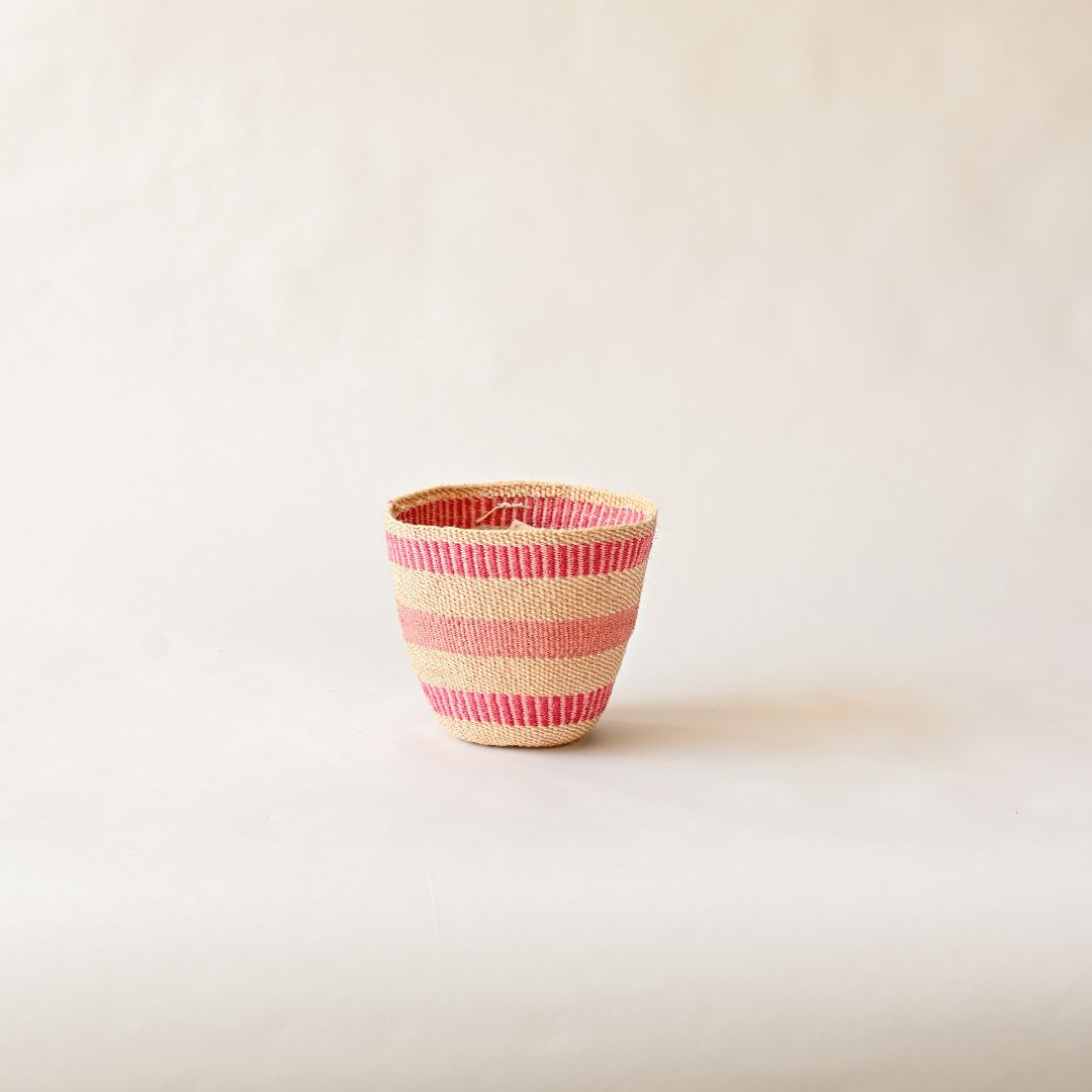 Fineweave Handwoven Sisal Plant Pot - Pink Tones