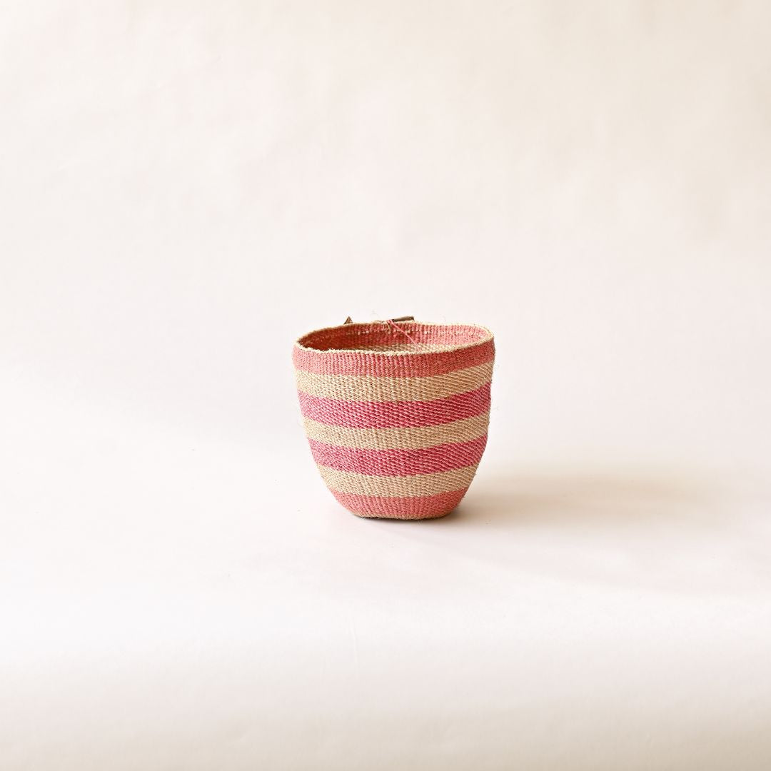 Fineweave Handwoven Sisal Plant Pot - Pink Tones