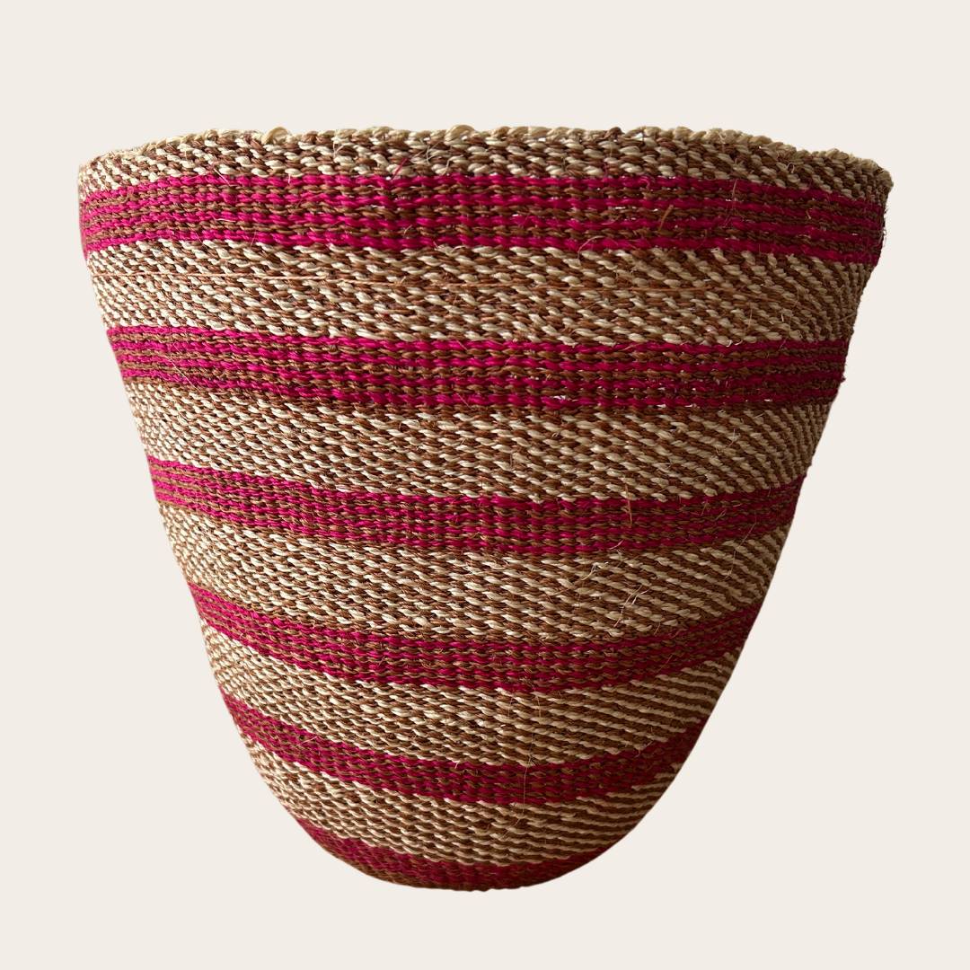 Fineweave Handwoven Sisal Plant Pot - Pink Tones