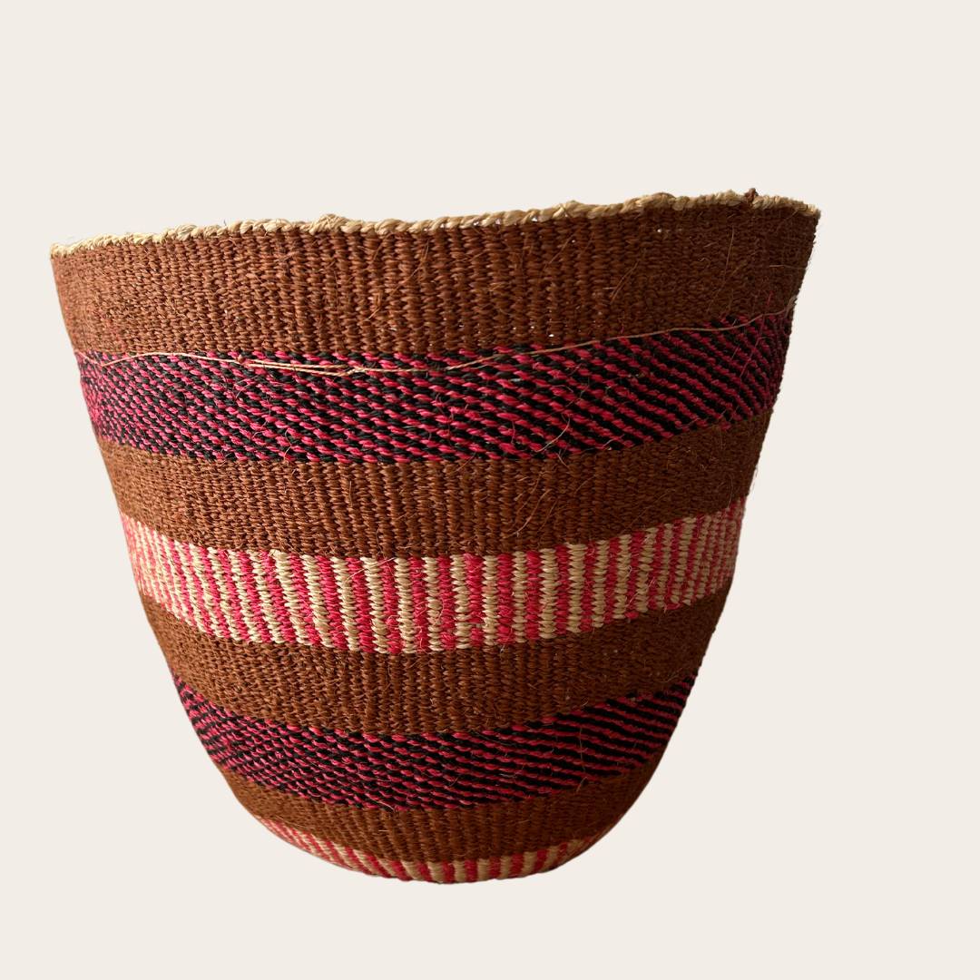 Fineweave Handwoven Sisal Plant Pot - Pink Tones