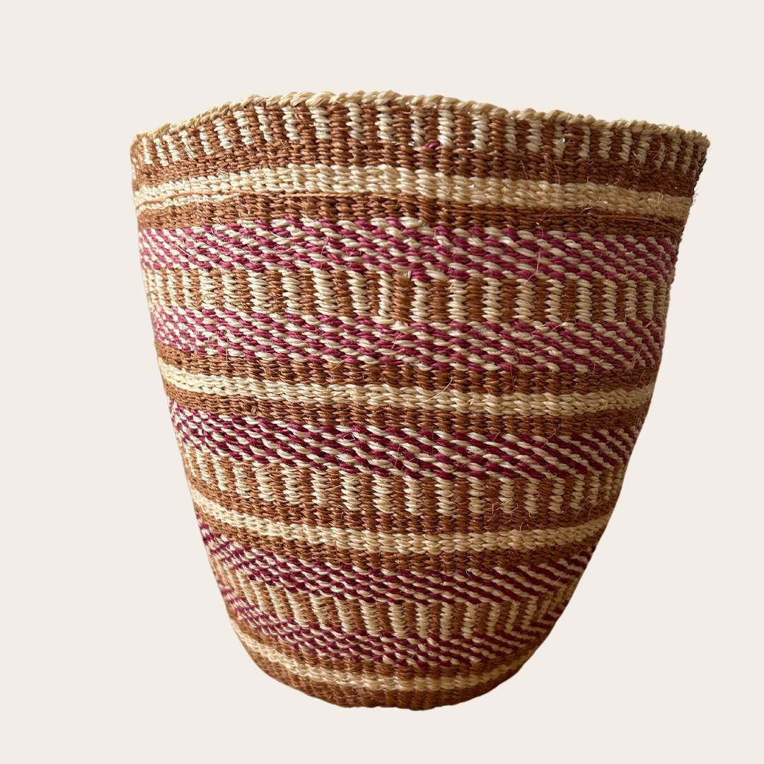 Fineweave Handwoven Sisal Plant Pot - Pink Tones