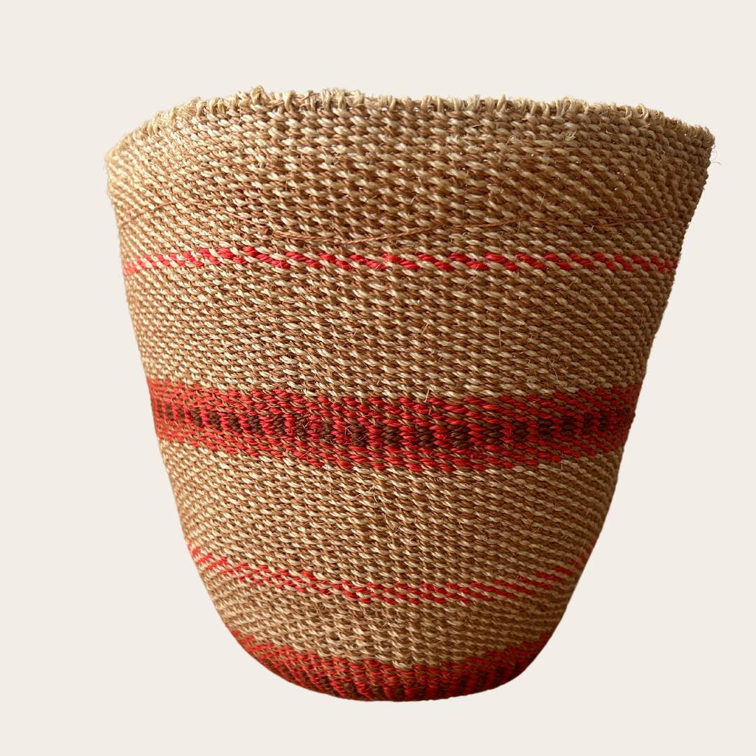 Fineweave Handwoven Sisal Plant Pot - Pink Tones