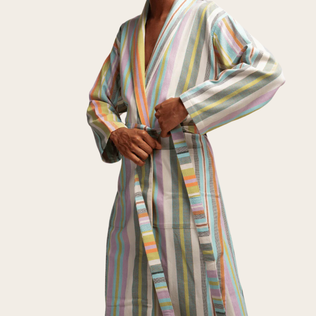 Pastel Stripes Traditional Handloom Robe (Unisex)