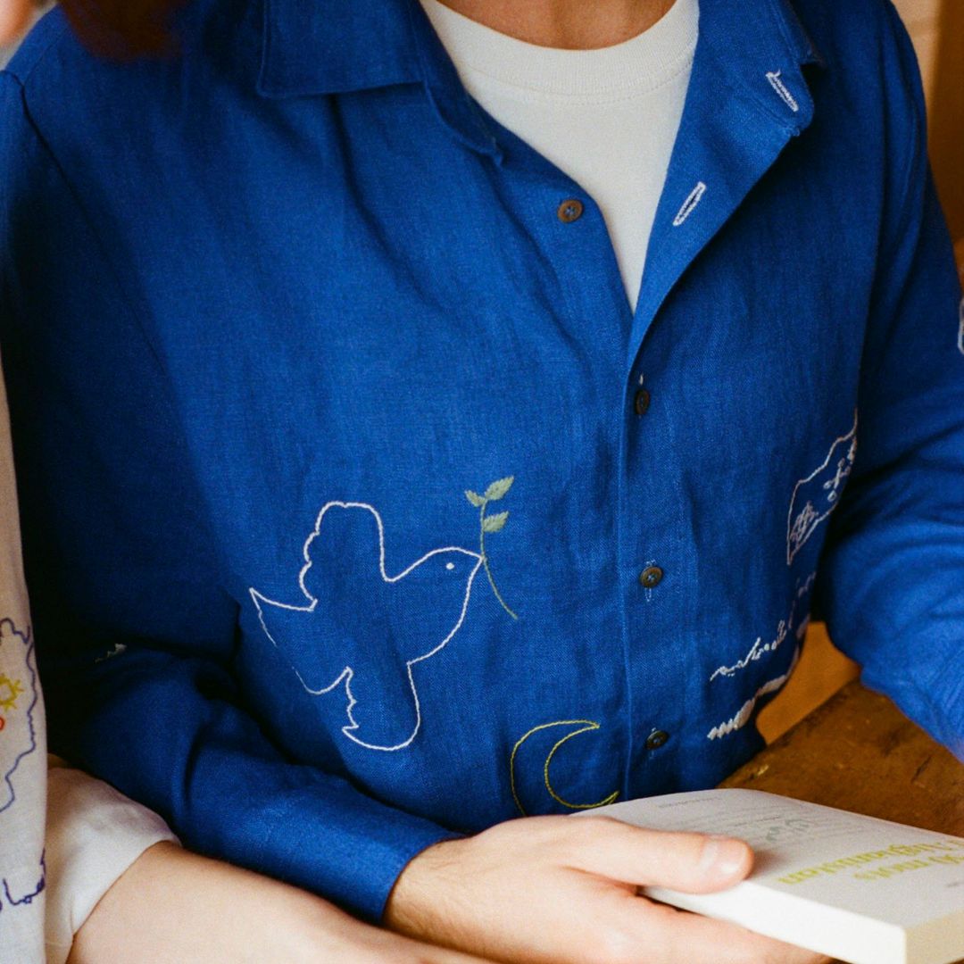 (Pre- Order) Hand Embroidered Hopeful Shirt, Long Sleeve