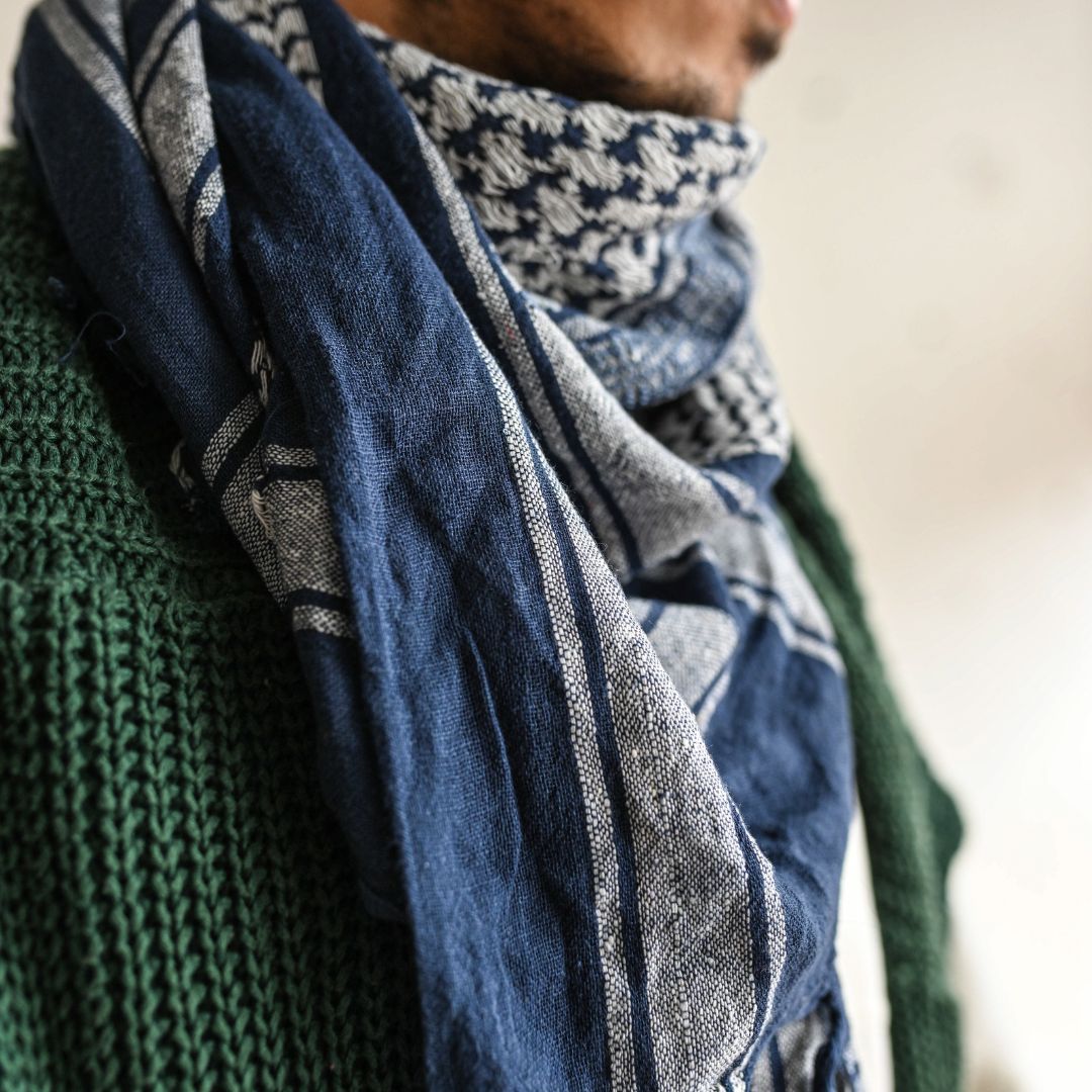 Hand Embroidered Keffiyeh Cotton Scarf