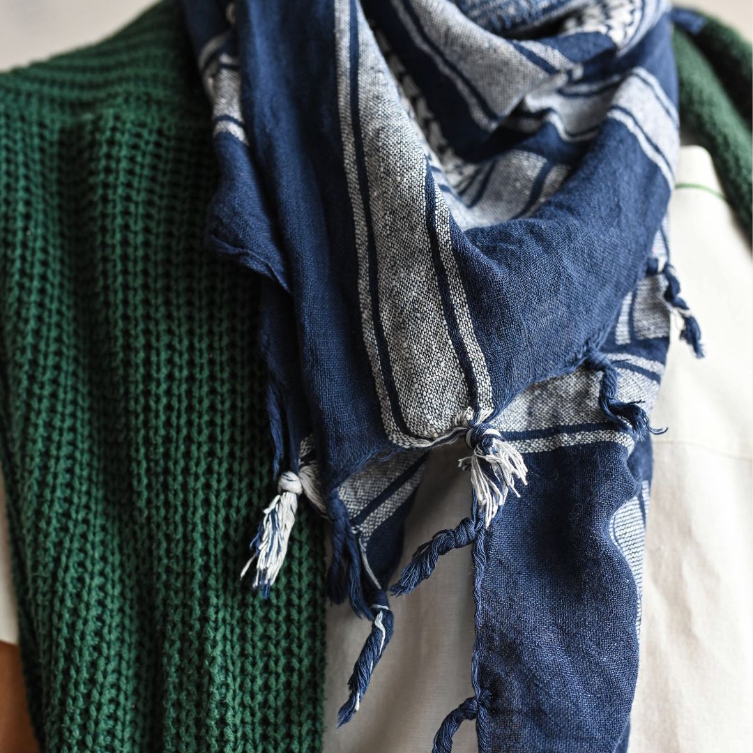Hand Embroidered Keffiyeh Cotton Scarf