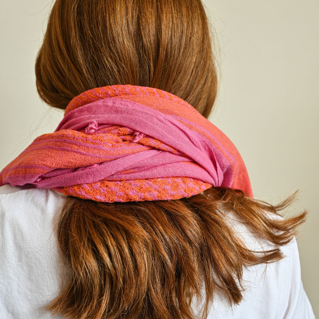 Hand Embroidered Keffiyeh Cotton Scarf