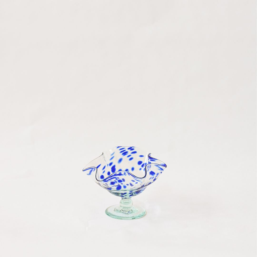 Recycled Glass Spotted Dessert Bowl