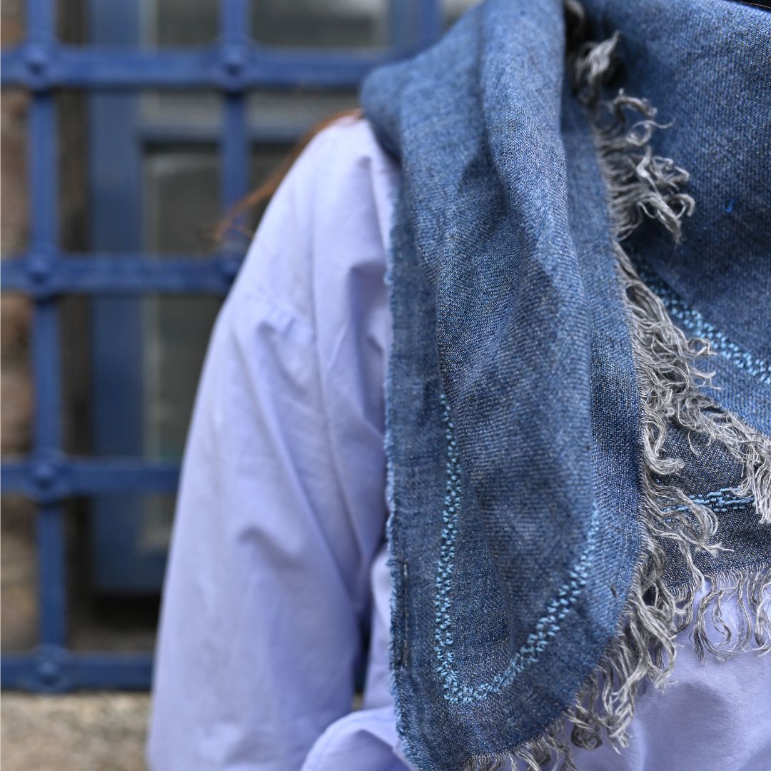 Hand Embroidered Linen Shawl